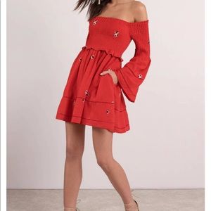 Free People Counting Daisies Dress in Coral Red
